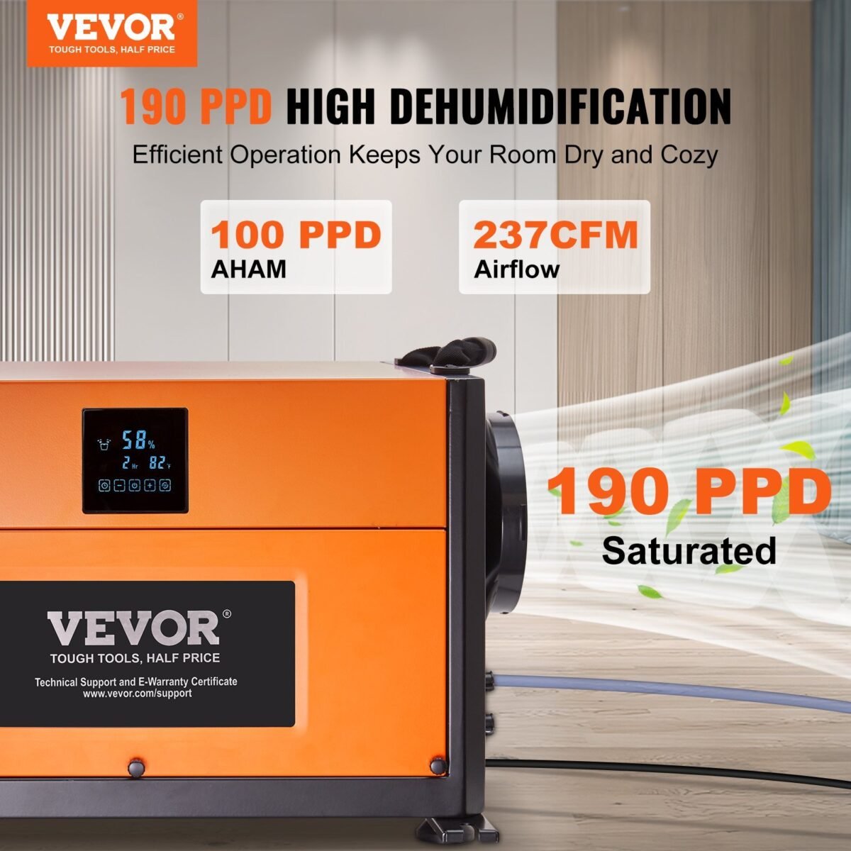 VEVOR OL100-BD066D 190 Pints Commercial Dehumidifier - Image 9