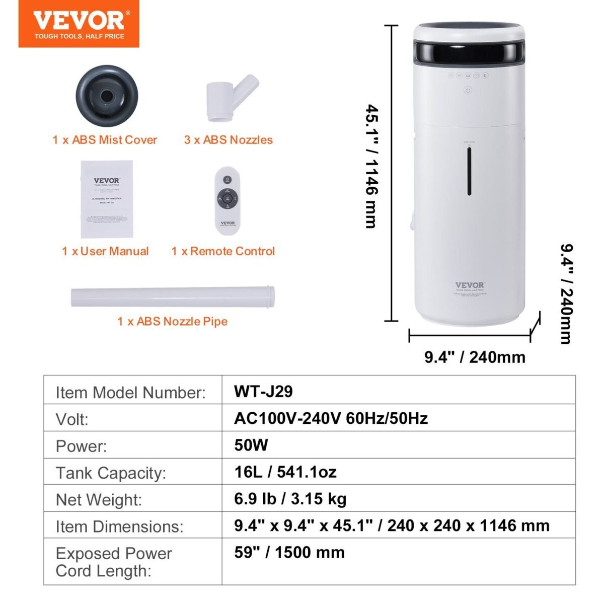 VEVOR WT-J29 Humidifier for Home Large Room - Image 7