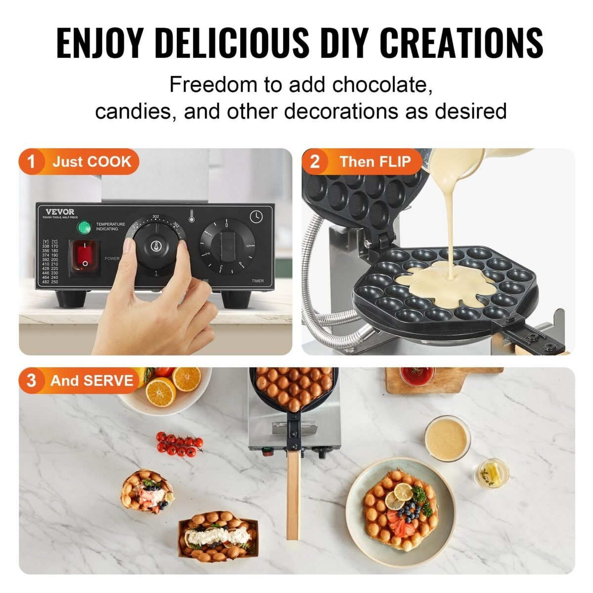 VEVOR SC-X30 Commercial Bubble Waffle Maker - Image 8