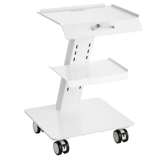 VEVOR K-SH002 Lab Trolley, 3-Layer Rolling Lab Cart, Metal Mobile Trolley with Swivel Wheels, Tray Rolling Clinic Cart 220 lbs Weight Capacity, for Lab, Clinic, Beauty and Salon