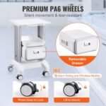 VEVOR Y-1T1C 2 Tiers Lab Carts Mobile Medical Cart with 1 Drawer & 1 Top Tray White, Trolley Storage Cart with ABS Material, Lab Rolling Cart with 4 Silent Wheels for Lab, Clinic, Hospital, Salon, Office - Image 10