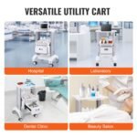 VEVOR Y-1T1C 2 Tiers Lab Carts Mobile Medical Cart with 1 Drawer & 1 Top Tray White, Trolley Storage Cart with ABS Material, Lab Rolling Cart with 4 Silent Wheels for Lab, Clinic, Hospital, Salon, Office - Image 8