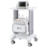 VEVOR Y-1T1C 2 Tiers Lab Carts Mobile Medical Cart with 1 Drawer & 1 Top Tray White, Trolley Storage Cart with ABS Material, Lab Rolling Cart with 4 Silent Wheels for Lab, Clinic, Hospital, Salon, Office - Image 4