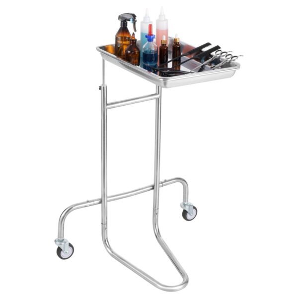 VEVOR 140301 Stainless Steel Lab Cart with Single Tray & 2 Silent Wheels for Lab Clinic, Lab Serving Cart Utility Cart Stainless Steel Medical Cart, Lab Carts with 1 Drawers & Top Tray, Lab Rolling Cart for Lab, Clinic, Hospital, Salon, Office