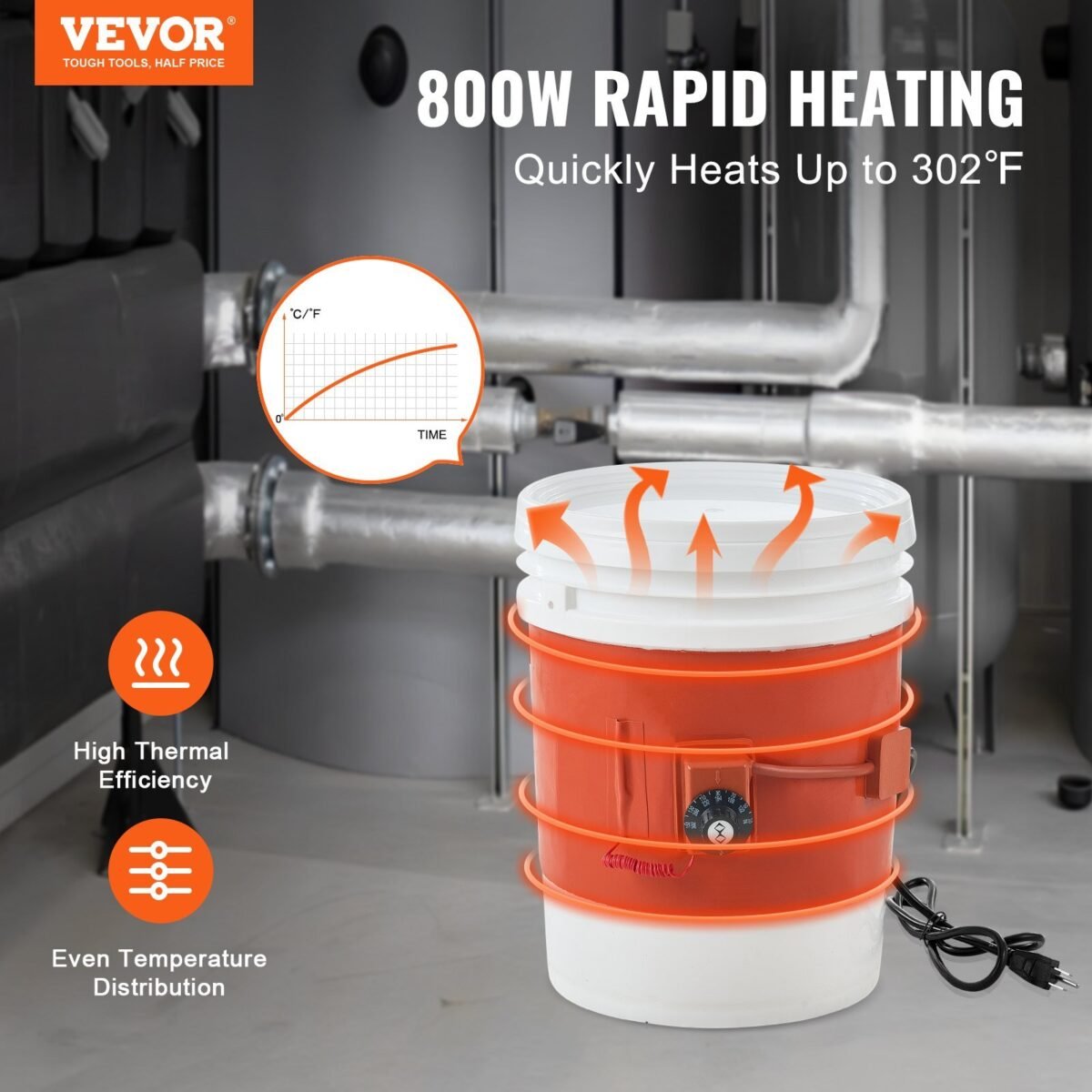 VEVOR DHB-5-KT-7.75  5 Gallon Metal Drum Heater 800 Watt - Image 12