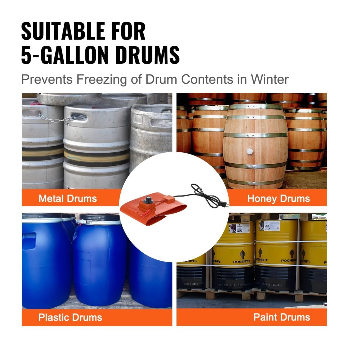 VEVOR DHB-5-KT-7.75  5 Gallon Metal Drum Heater 800 Watt - Image 8
