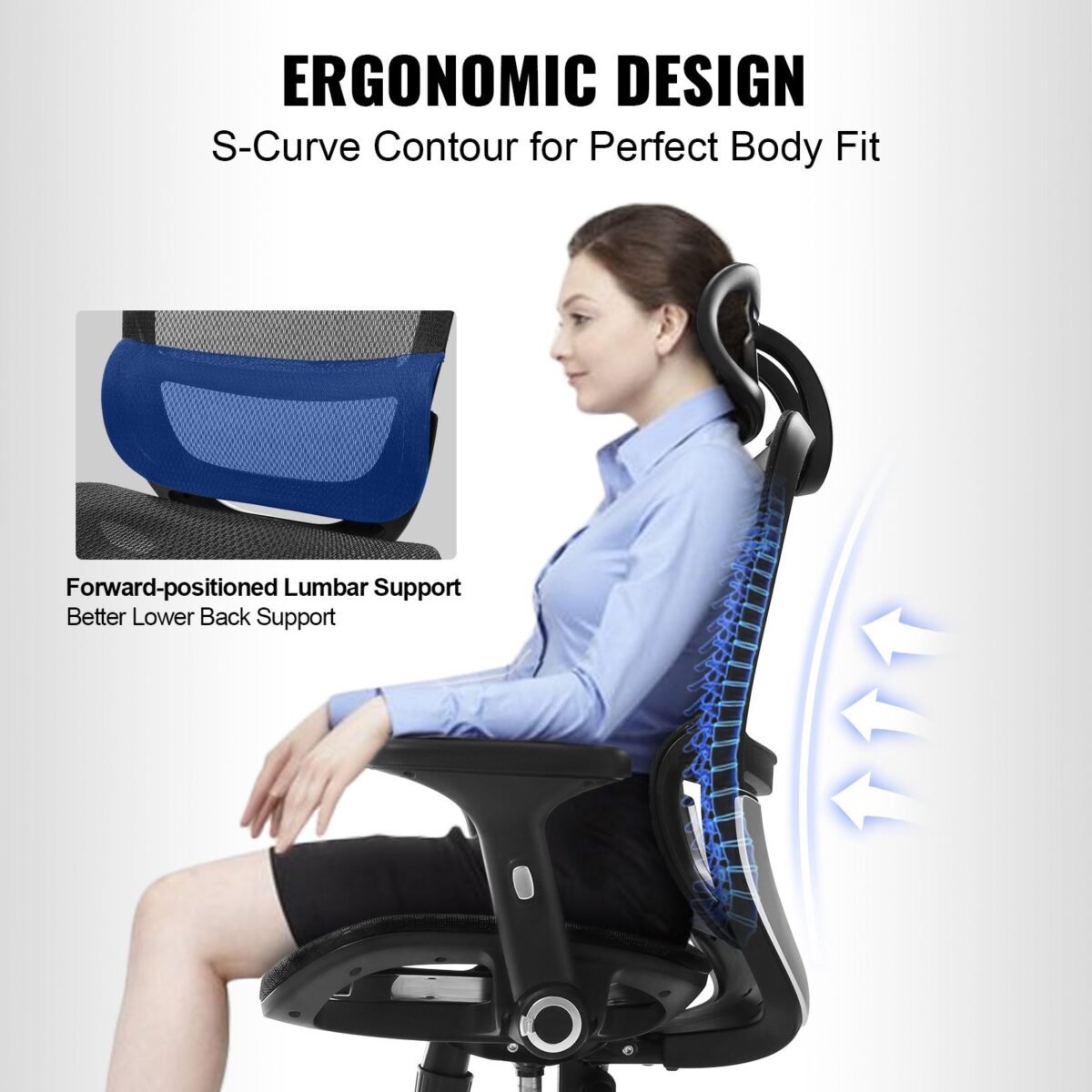 VEVOR W-235AC Ergonomic Office Chair - Image 11