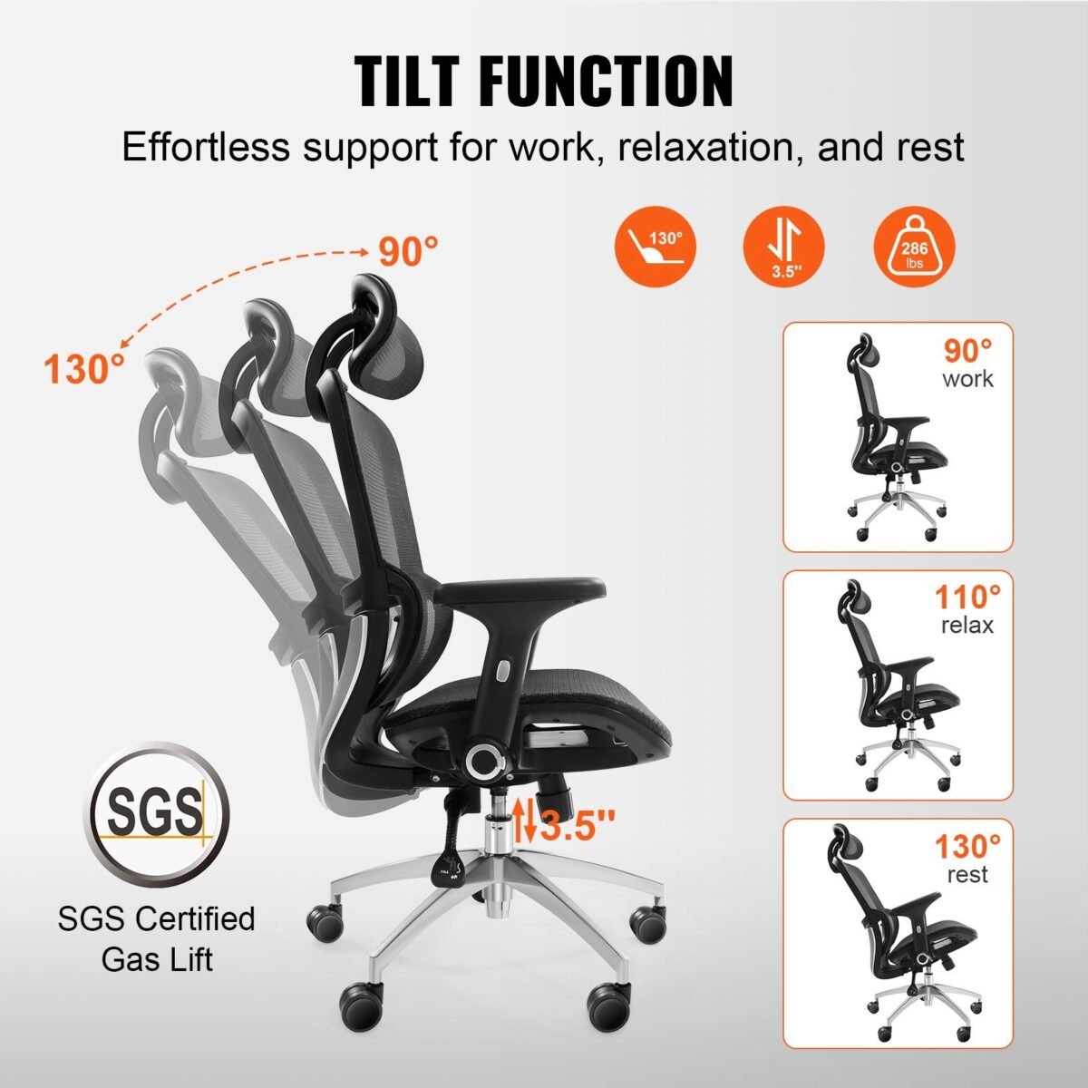 VEVOR W-235AC Ergonomic Office Chair - Image 10