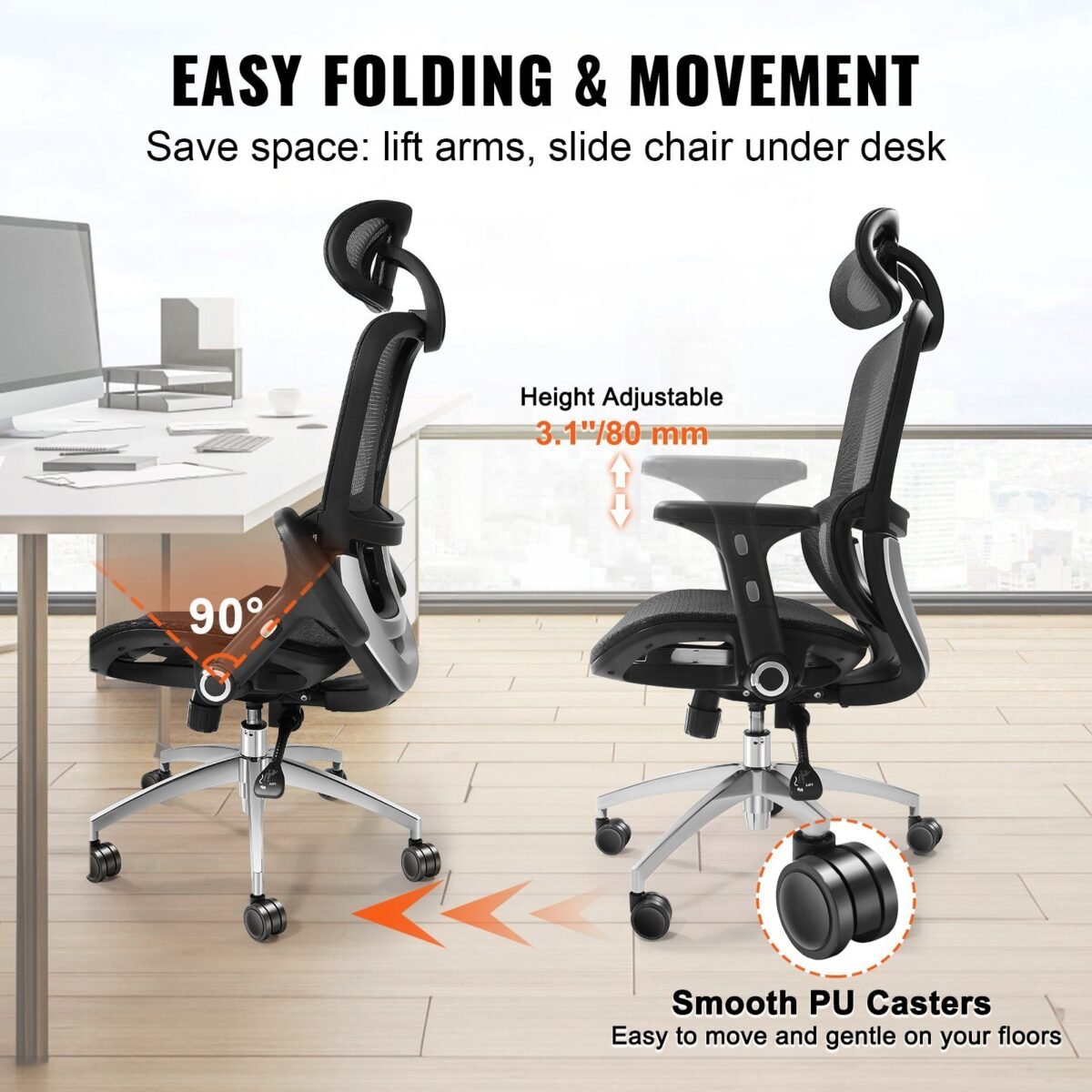 VEVOR W-235AC Ergonomic Office Chair - Image 8