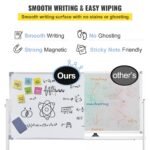 VEVOR YDMB36X24 Mobile Magnetic Whiteboard, 36 x 24 Inch, Double Sided, 360 Degree Reversible Rolling Dry Erase Board, Height Adjustable with Aluminum Frame and Lockable Swivel Wheels, for Office School Home etc. - Image 4