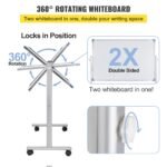 VEVOR YDMB36X24 Mobile Magnetic Whiteboard, 36 x 24 Inch, Double Sided, 360 Degree Reversible Rolling Dry Erase Board, Height Adjustable with Aluminum Frame and Lockable Swivel Wheels, for Office School Home etc. - Image 9