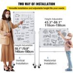 VEVOR YDMB36X24 Mobile Magnetic Whiteboard, 36 x 24 Inch, Double Sided, 360 Degree Reversible Rolling Dry Erase Board, Height Adjustable with Aluminum Frame and Lockable Swivel Wheels, for Office School Home etc. - Image 8