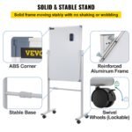 VEVOR YDMB36X24 Mobile Magnetic Whiteboard, 36 x 24 Inch, Double Sided, 360 Degree Reversible Rolling Dry Erase Board, Height Adjustable with Aluminum Frame and Lockable Swivel Wheels, for Office School Home etc. - Image 7