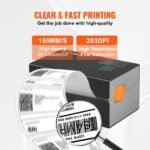 VEVOR 300DPI Bluetooth Thermal Label Printer w/Auto Recognition & Rohm Printer Head, Wireless Shipping Label Printer for 1.57" - 4.25" Width Labels,Thermal Printer Supports Shipping, Barcode, Household Labels and More - Image 10