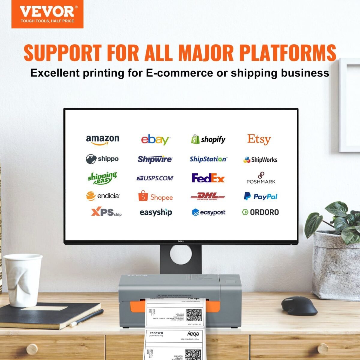 VEVOR Bluetooth Thermal Label Printer, Wireless Shipping Label Printer w/Automatic Label Recognition,Thermal Printer Supports Shipping, Barcode, Household Labels and More - Image 12