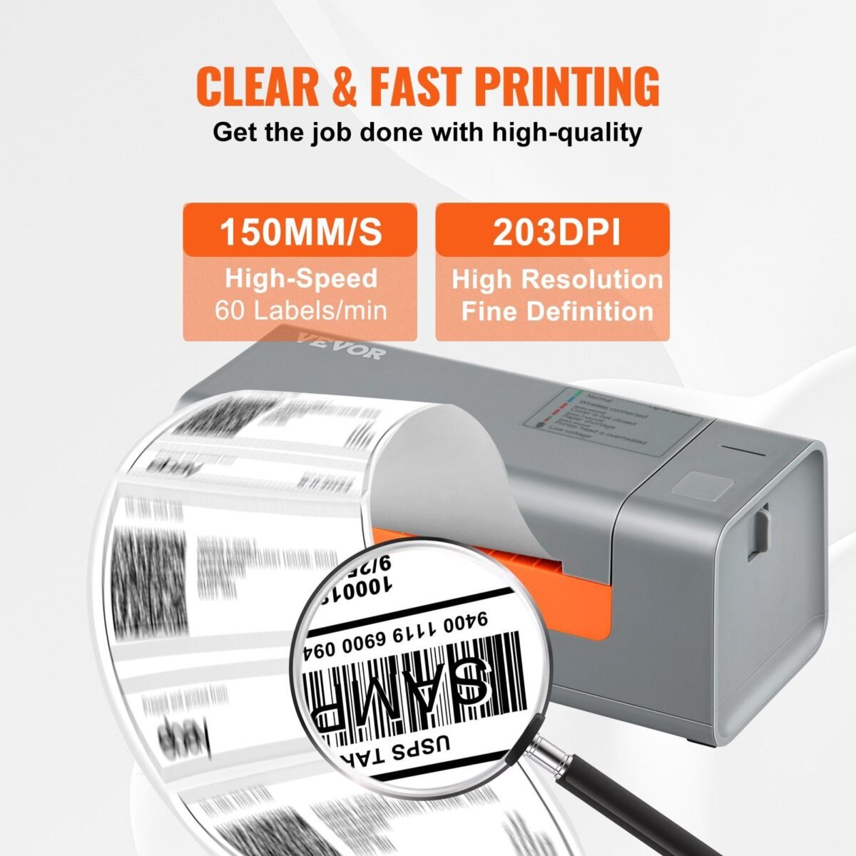 VEVOR Bluetooth Thermal Label Printer, Wireless Shipping Label Printer w/Automatic Label Recognition,Thermal Printer Supports Shipping, Barcode, Household Labels and More - Image 10