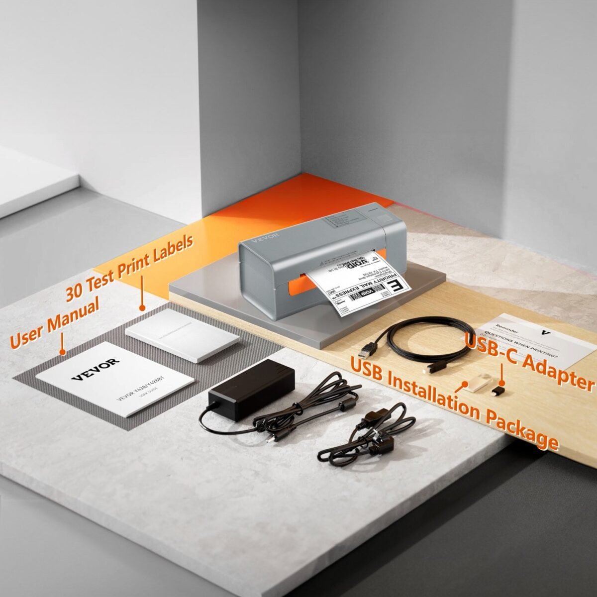 VEVOR Bluetooth Thermal Label Printer, Wireless Shipping Label Printer w/Automatic Label Recognition,Thermal Printer Supports Shipping, Barcode, Household Labels and More - Image 8
