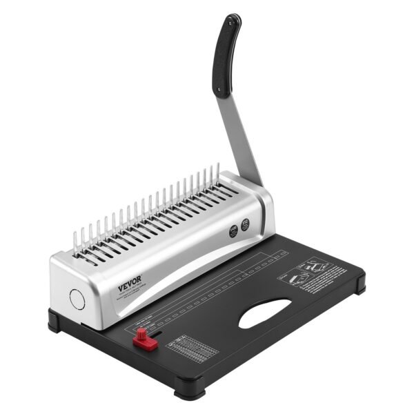 VEVOR STB12A Binding Machine, Comb Binding Machine 21-Holes Binding 450 Sheets, Book Binder Machine with 100 PCS 3/8'' Comb Binding Spines, for Letter Size, A4, A5