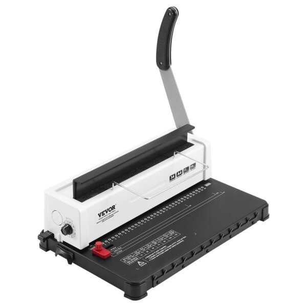 VEVOR STD12A Coil Spiral Binding Machine, Manual Book Maker 34-Holes Binding 120 Sheets, Adjustable Side Margin, for Letter Size, A4, A5