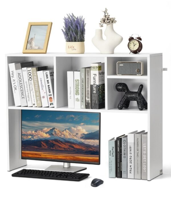 VEVOR KLBS-02 Desktop Bookshelf White Desktop Storage Organizer