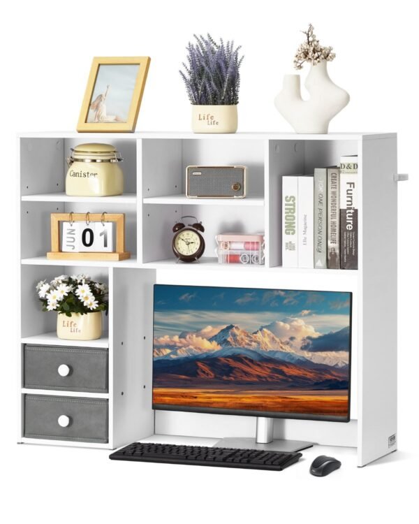 VEVOR KLBS-11 Desktop Bookshelf White Desktop Storage Organizer