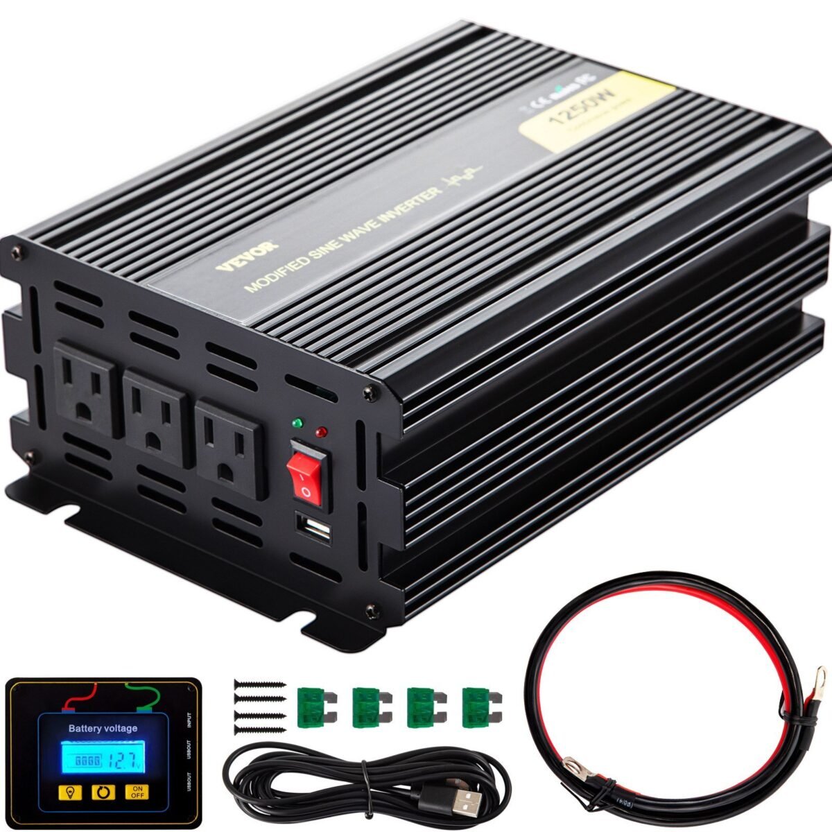 VEVOR GYM-1250W Power Inverter, 1250W - Image 1