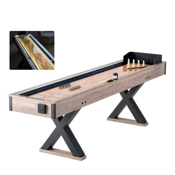 VEVOR SUS-9F01XL 9 ft LED Shuffleboard Table 2 in 1 Shuffleboard and Bowling Combo Game Set