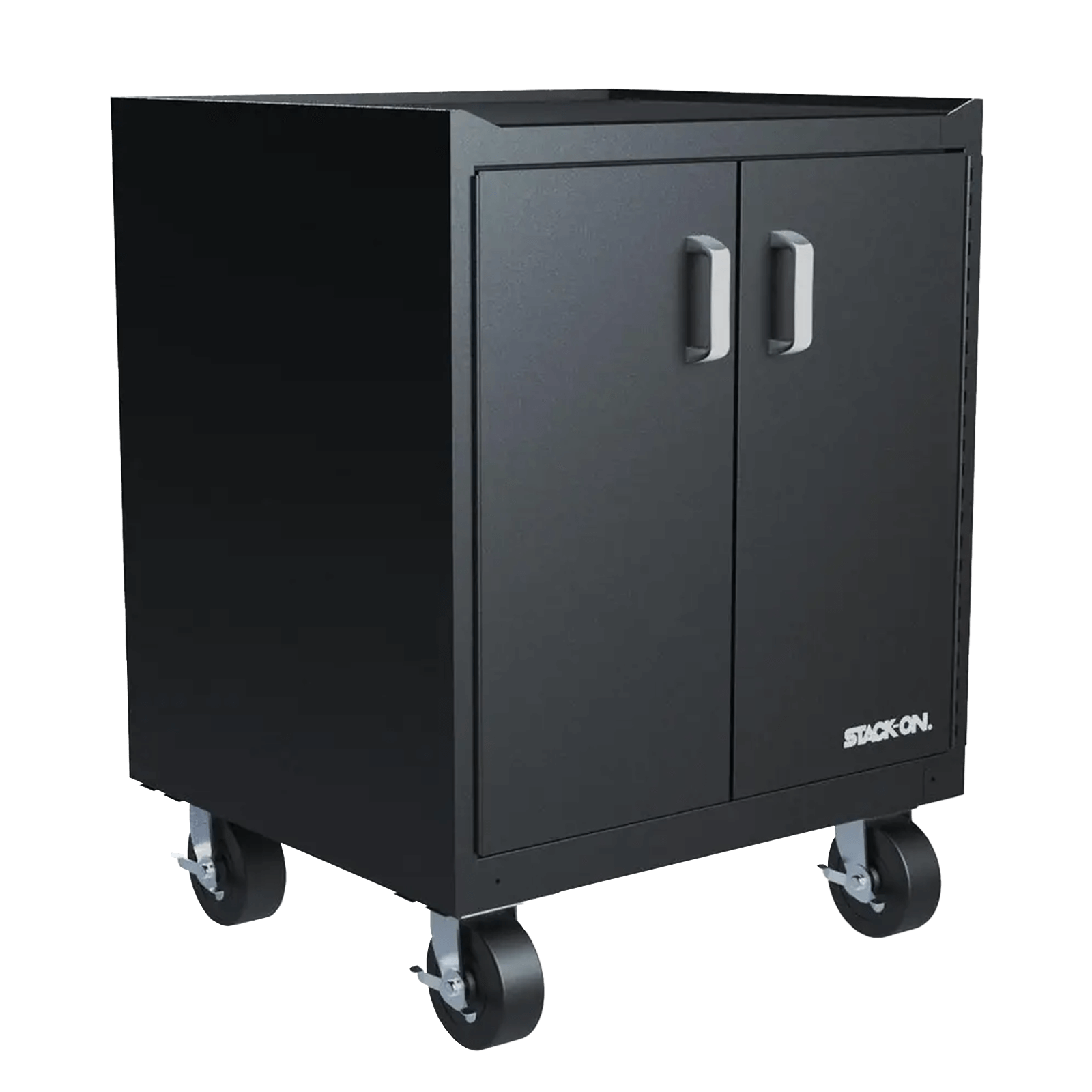GCB_2_SF_BB_RF_Closed_04ff55ac5d.png Stack-On GCB-2SF-BB Base Cabinet with 2 Shelves - Black - Image 1