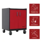 Stack-On GCB-3DR-BR Base Cabinet with 3 Drawers and 1 Shelf - Red - Image 2