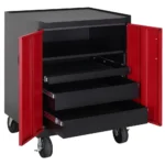 Stack-On GCB-3DR-BR Base Cabinet with 3 Drawers and 1 Shelf - Red - Image 4