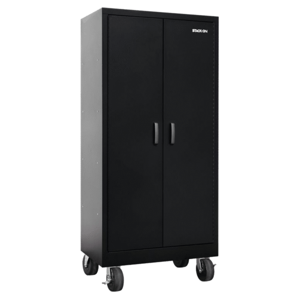 Stack-On GCTL-4SF-BB Tall Freestanding Garage Cabinet with 4 Shelves - Black
